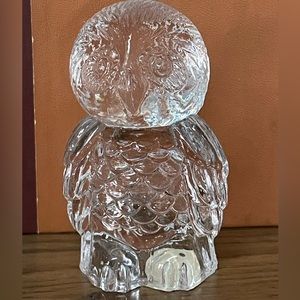 Vintage Crystal Owl Figurine/paperweight 3.25" Clear Glass 24% Lead Crystal
